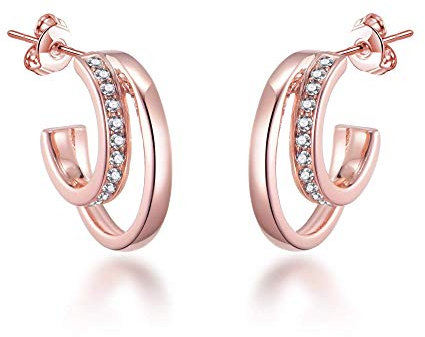Philip Jones Rose Gold Plated Open Double Hoop Earrings Created With Zircondia® Crystals