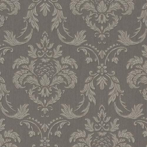 Casa Padrino Barock Textiltapete Grau/Silber/Braun 10,05 x 0,53 m - Wohnzimmer Tapete im Barockstil - Hochwertige Qualität