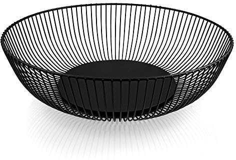 HEYNNA® « Pure » coupe à fruits en acier inoxydable en noir mat/métal - corbeille à fruits de grande capacité - décoration scandinave - 28cm