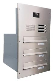 3er Edelstahl Kamera Durchwurf Briefkastenanlage - T: 39-62 cm- B-042