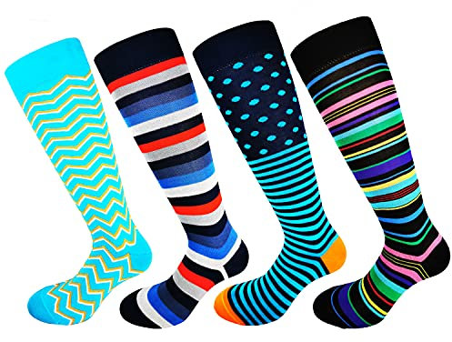 o-day Calze Filo Di Scozia Uomo Lunghe Fantasia – Calzini Uomo Divertenti Disegni Pois e Righe Colorate Made In Italy