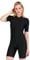 YEESAM One Piece Swimsuit for Women Girls Short Sleeved Zip Front Rash Guard Surfing Swimsuits Beachwear Modest Swimming Costumes Legsuit Swimwear (Black, Int'l - S, s)
