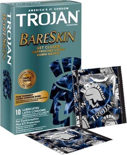 Trojan BareSkin Condoms, The Thinnest Trojan Condoms - Pack of 10