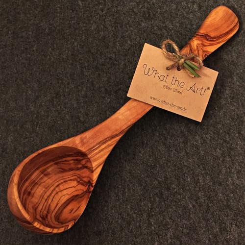 What the Art!® Olive Wood «Chorba» | Olivenholz Suppenkelle | Handarbeit |↑ 26 cm x Ø 7-8 cm | Schöpflöffel - Suppenlöffel - Saucenlöffel - Saunakelle