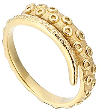 HIJONES Herren Edelstahl Octopus Ring Vintage Hip Hop Tentakel Punk Band