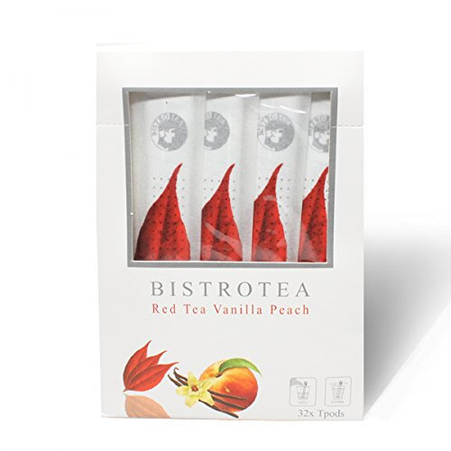 Bistrotea TPods 32 Teesticks BIO|Vanilla Peach|einzeln in Aromaschutzkuverts verpackt|4er Pack je 32 pro Sorte=128 Sticks