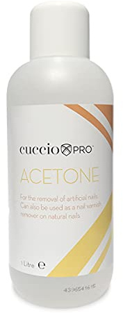 Cuccio Acetone Gel Nail Polish Remover, Removes All Types of Nail Polish, Soak Off Gels, Gel Polish, Acrylic, Nail Tip & Glue - 1 Litre, Clear