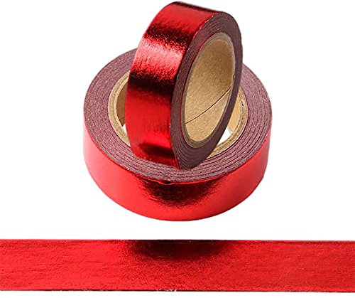 CIAJIE Washi tape 2 Rollen, 15 mm x 10 m, Washi-Klebeband, Abdeckband, Bastelzubehör für Scrapbooking, Basteln, Dekorativ, Folie, Washi tape (rot)