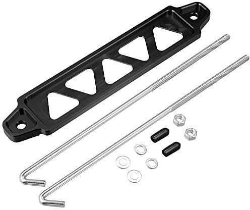 X AUTOHAUX 220mm Universal Car Battery Hold Down Set Black 5 Holes 10 Inch Bolt