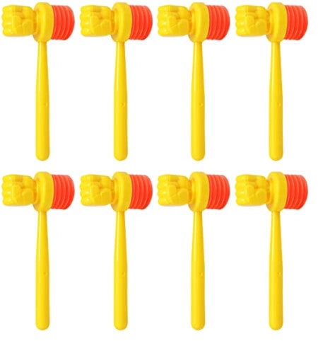 Toyvian 8Pcs Squeaky Hammer Toy - Kids' Squeaking Hammer, Rubber & PVC Material, Yellow, Ages 3+