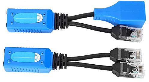 Joyzan Passive POE Cable Connectors Splitter and Combiner, Network Adapter Kit Household Electronics Ethernet Injector with 5.5 2.1 mm DC Connector for WLAN Routers Internet Telephony Cameras 2 Pcs
