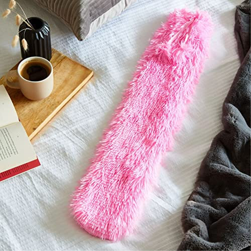 Bravich X-Large Fluffy Hot Water Bottle- Long Fleece Soft Material for Keeping Body Warm & Pain Relief On Neck & Shoulder. 2 Litre Capacity, Leakproof & Perfect for A Cold Night- Hot Pink