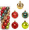 HEZHU 30* Weihnachtskugel Baumschmuck Kunststoff Christbaumkugeln Weihnachtsdeko Party (rot+grün+Gold)