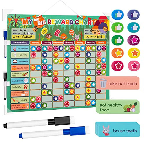 Cpvbobul Reward Star Chart for Children Magnetic Chore Board for Kids & Adults with 2 Dry Erase Pens Reward Good Behaviour for Toddlers & Responsibility for Teens