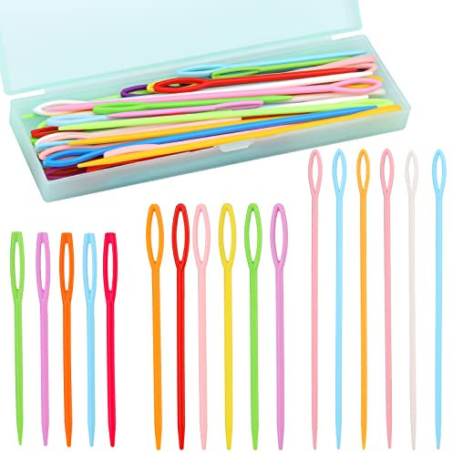 Benlay 60 Stück Kunststoff-Nähnadeln (7 cm/9 cm/15 cm), Kunststoff-Nadeln für Garn und Handwerk, Garnnadeln mit großer Öse, zum Selbermachen, Nähen, Kunsthandwerk