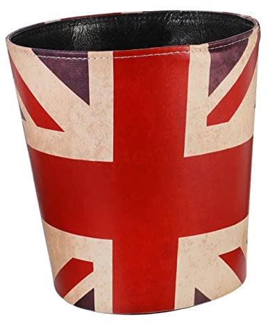 Alipis Retro Leather Waste Paper Basket Garbage Wastebasket Large Home Kitchen Storage Bin Without Lid Vintage Style for Living Room Bedroom