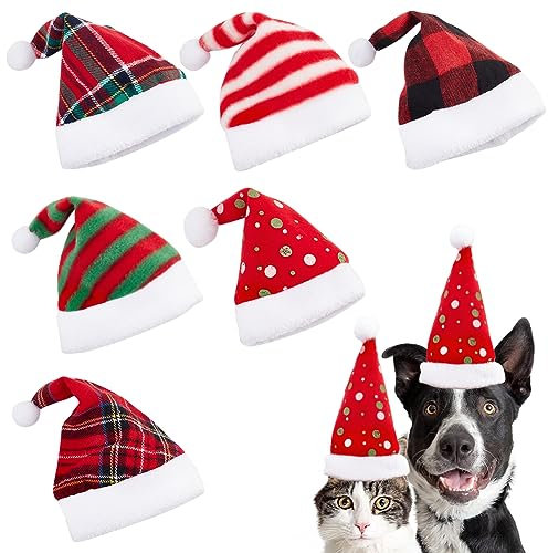 WEBEEDY 12 Stück Haustier Weihnachtsmützen Weihnachtsmütze Kostüm Mini Kleines Haustier Tier Hut Kleiner Hund Katze Kleidung für Welpen Kätzchen Kaninchen Outfits Weihnachtsfeier