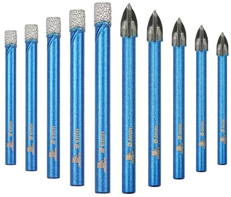 BRSCHNITT Brocas de Diamante con Vástago 6mm, Juego de brocas de diamante Para Cerámica, Granito, Porcelana, Azulejos, Gres fino