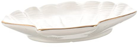 Cabilock Plat à Bijoux en Céramique Blanc, Coupelle Coquillage Décorative