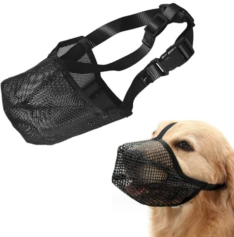 Professioneller Maulkorb für Hunde, Atmungsaktiver und Verstellbarer Netzmaulkorb für große und Mittlere Hunde zur Verhinderung von Bissverletzungen, Kauen und übermäßigem Bellen (L)