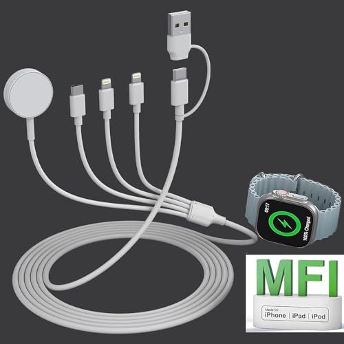 Quanlex 3M Magnetic Charging Cable for Apple Watch, iPhone, AirPods - Wireless Travel Charger Compatible With iWatch Series SE/8/7/6/5/4/3/2, AirPods 1/2/3/Pro & iPad Series