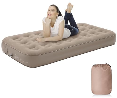 ZODAS Single Air Bed, NO Socket Needed-JUST One-click, Self Inflating Mattress Single Air Bed with Built in Pump Airbed Single Mattress Inflatable Bed Blow up Mattress for Camping/Home 190x98x25cm