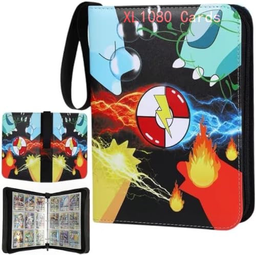 HYSINSE Classeur Carte pour Pokemon,60Pages Classeur Carte,1080Poches Cartes Album Pour one piece,Album pour carnet pokemon Collection Cahier carte pour pokemon Cadeau Les garçons et Les Filles