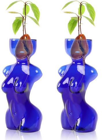 CYZglass Anzuchtvasen für Pflanzen, Anzuchtgläser, einzigartiger Körper, Avocado-Vase, Glas-Pflanzgefäß, perfekt für Samenanfang, Wasserwurzeln und Heimdekoration, Geschenk für Vater