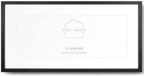 Airy Abode Hochwertiger schwarzer Holz-Bilderrahmen, 30,5 x 61 cm, mattiert auf 20,3 x 50,8 cm, wählen Sie Ihre Größe und Farbe