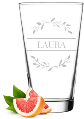 polar-effekt Leonardo Verre à eau long drink 300 ml avec gravure – Verre à long drink personnalisé – Cadeau d'anniversaire et de fête des mères – Pour cocktails, eau et jus