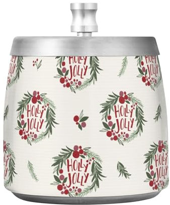 Weihnachtskranz, Edelstahl, Zigarettenaschenbecher mit Deckel für Innen- und Außenbereich, Terrasse, rauchfrei, winddicht, Aschenbecher für Zigaretten, Heimbüro-Dekor