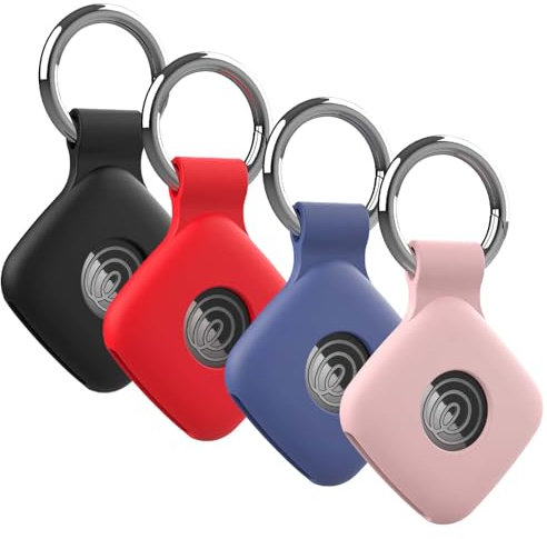 Life360 Mate (2024) / Tile Mate 2022 Tile Mate 2022 Protective Case with Key Fob, Anti-Scratch Protective Case for Keys, Bags, Collar Pendants, Shockproof, 4 Pack (Black+Red+Blue+Pink)
