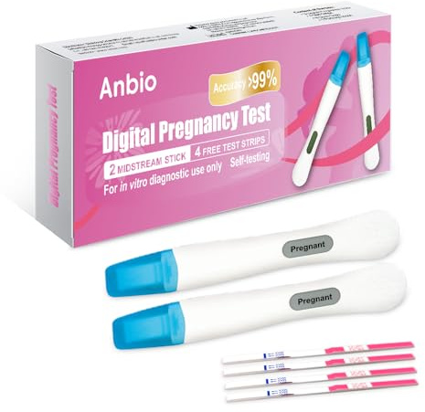 Anbio Early Detection Pregnancy Test – Digital Ultra Early hCG Tests (10 MIU/ml) – 2 Digital Tests+4 Pregnancy Test Strips