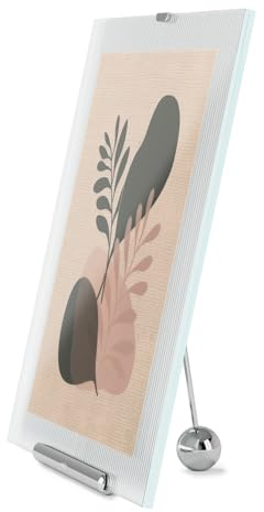 Umbra Flute Bilderrahmen geriffeltes Glas, 20x25 cm, stehend, Chrom | Kannelierter Glasrand fängt das Licht, Metall-Aufsteller, gängige Fotoformate, für Kommode Regal oder Schreibtisch