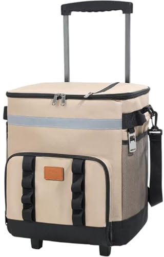 Bolsa de Enfriador Suave aislada, Enfriador Aislante con Ruedas y Mango, 35 litros con plegamiento de Hielo con Ruedas con Tirar con pez