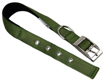 Ferplast Dog Collar Medium Large Size Dog Collar in Padded Nylon Adjustable Metal Buckle, Neck Size 41-49 cm, Dark Green
