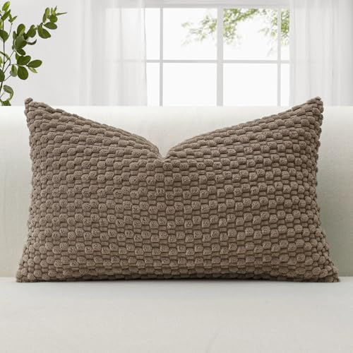 JOTOM 1 Stück Cord Kissenbezüge, 3D Bubble Texture Boho Zierkissenbezug Dekorative Sofakissen Dekokissen Kordsamt Kissenbezug Deko Kissenhülle für Couch Sofa Wohnzimmer (40x60cm, Hellbraun)