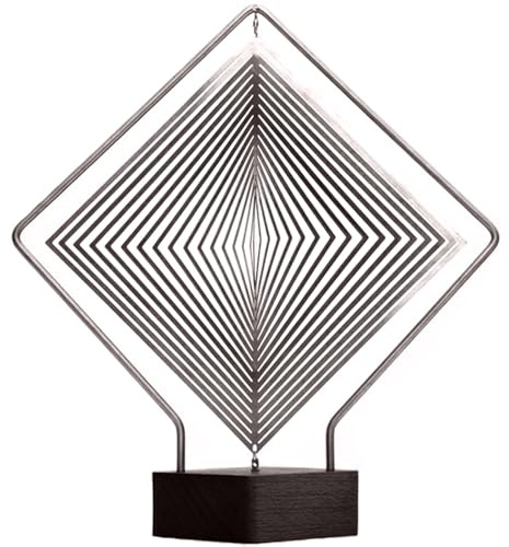 Decorazione da scrivania geometrica rotante in acciaio inossidabile, con effetti magici di onde luminose, gadget da gioco high-tech motorizzato, regalo meccanico creativo per compleanno