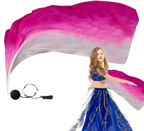 Dance Silk Veil – bunte Poi-Flagge, leicht, flüssiger Seiden-Poi-Ball, weicher Farbverlauf, vibrierendes Bauchnabeltanzband für Bühnenleistung, Routine