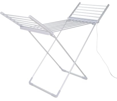 Tower Heated Winged Clothes Airer with Thermal Cover, Low-Energy Dryer, 12.6m Drying Space, Foldable, Compact Design, 15kg Capacity, 230W, Silver