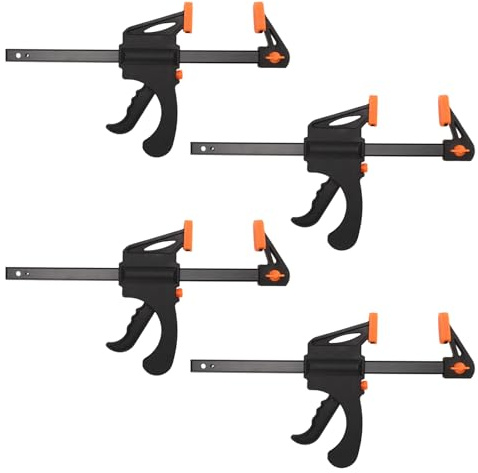 JIAYUET 4 Pack Quick Release Clamps, 8 Inch Ratchet Bar Fast Grip Clamping Tools for Woodworking and DIY Craft Projects