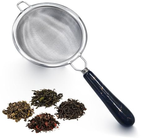 Aieino Tea Strainer 304 Stainless Steel Sieve Loose Tea Infuser Fine Mesh | 7cm/2.7inch Wide, Long Handle, Strong Filter for Loose Leaf Tea, Herbal Infusions, Coffee, Teapots Cups Mugs, Dishwasher Safe