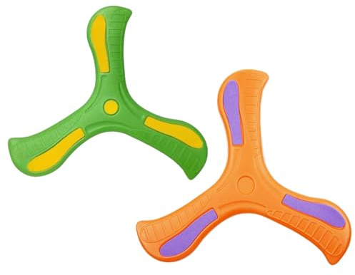 Rulinna-Boomerang, Frisbee Kinder, 2er-Set Dreiflügel-Bumerangs, Wurfspiel für draußen, weiche Eva-Frisbee, sicher in der Anwendung, Spielzeug für draußen, (2er-Set (grün + orange))