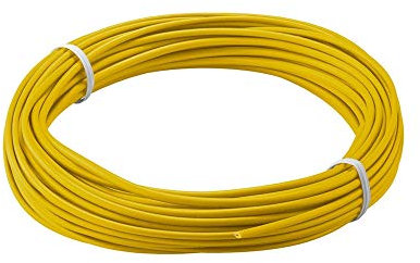Goobay 55041 Alambre trenzado de cobre 1 núcleo aislado/cable trenzado de cobre/núcleo de alambre campana 18 x 0,1mm / cable trenzado AWG 26 / cable trenzado amarillo 10m