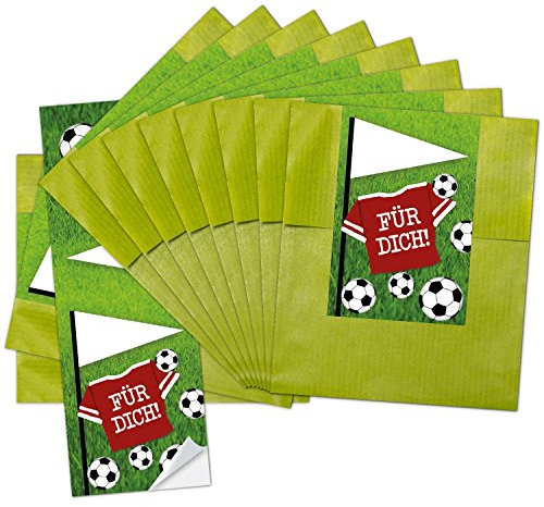 Logbuch-Verlag 10 Geschenktüten Fußball Kinder Geburtstag Jungen Tüten Wundertüte Mitgebsel Verpackung grün 9,5 x 14 cm für kleine Geschenke