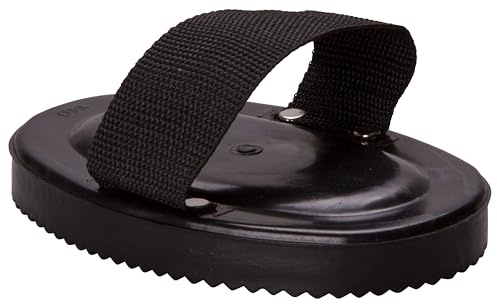 Imperial Riding Kunststoffstriegel IRH, robuster Striegel mit Gurtbandgriff, ergonomischer Fellstriegel für gründliche Pferdepflege & stylischen Stall-Look, Schwarz