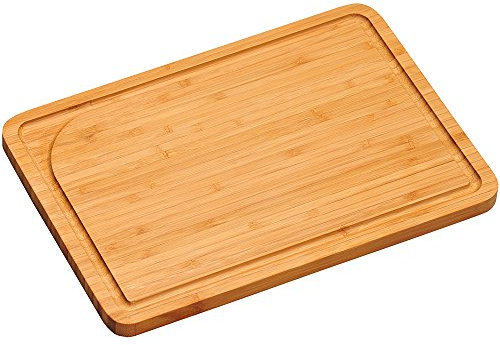 Kesper Schneidbrett mit Saftrille aus Bambusholz in der Farbe Natur, Maße: 33cm x 23cm x 1,6cm, 58120