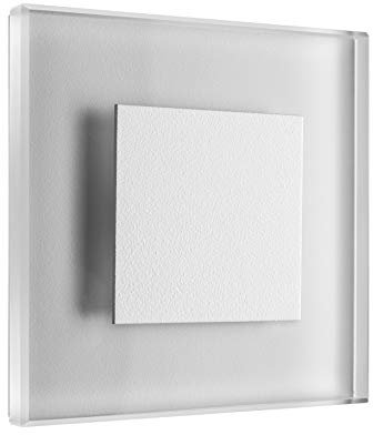 LED Treppenbeleuchtung Premium SunLED Small 230V 1W Echtes Glas Wandleuchten Treppenlicht mit Unterputzdose Treppen-Stufen-Beleuchtung Wand-Einbauleuchte (ALU: Weiß; LICHT: Warmweiß, 5 Stück)