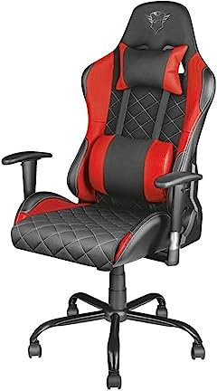 Trust Gaming GXT 707R Resto Chaise Gaming, Fauteuil Bureau, Fauteuil, Pivotement Total sur 360°, Chaise avec Coussins Amovibles, Châssis Construit en Métal Robuste – Rouge