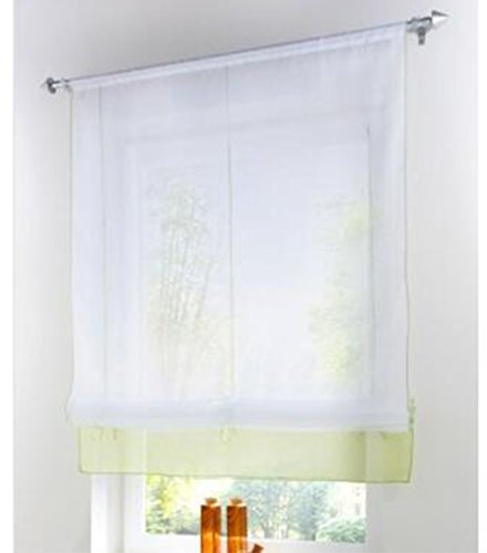 SIMPVALE Raffrollo Gardinen Voile römischen Raffgardinen Schatten Transparent Vorhang für Balkon und Küche (grün, Breite 100cm / Höhe 155cm)